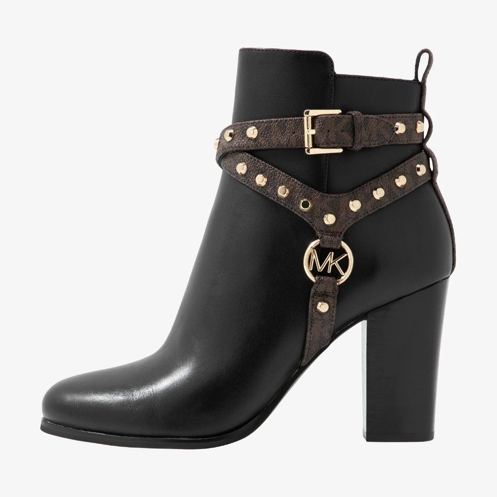 MICHAEL KORS PRESTON BOOTIE 40F9PRHEL8L BLACK/ BROWN WOMEN'S NEW